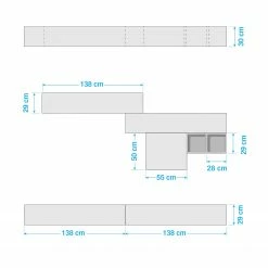 LC Spa Wohnwand Infinity IV (7-teilig) - Weiß / Beton Dekor -Wohnzimmermöbel boutique en ligne 1000178654 190807 06303700215 SKETCH DETAILS P000000001000178654 sketch