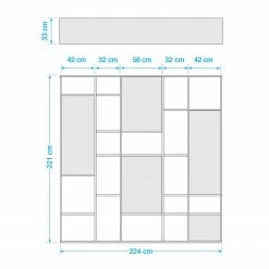 Loftscape Bücherregal Emporior VII - Matt Hellbeige - Breite: 224 cm -Wohnzimmermöbel boutique en ligne 1000178975 190801 08301600030 SKETCH DETAILS P000000001000178975 sketch