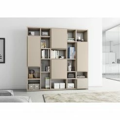Loftscape Bücherregal Emporior VII - Matt Hellbeige - Breite: 224 cm
