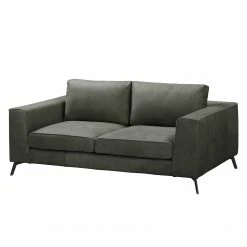 Jack & Alice Sofa Sanchez I (2-Sitzer) - Samt - Echtleder Kena: Anthrazit