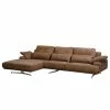 Ars manufacti Ecksofa Lurrip I - Echtleder - Braun - Longchair davorstehend links