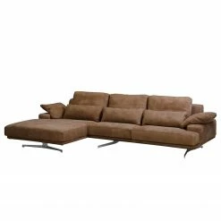 Ars manufacti Ecksofa Lurrip I - Echtleder - Braun - Longchair davorstehend links