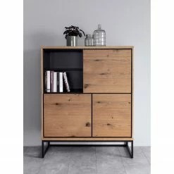 Red Living Highboard Frahan - Wildeiche / Schwarz -Wohnzimmermöbel boutique en ligne 1000181277 190710 16192700034 MOOD DETAILS P000000001000181277 mood