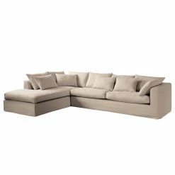 Maison Belfort Ecksofa Breves - Flachgewebe - Beige - Ottomane davorstehend links
