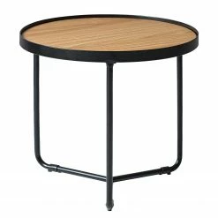 Fredriks Couchtisch Permet - Echtholzfurnier - Eiche / Schwarz - Durchmesser: 50 cm -Wohnzimmermöbel boutique en ligne 1000182059 200211 16020000012 DETAILS P000000001000182059