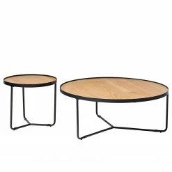 Fredriks Couchtisch Permet - Echtholzfurnier - Eiche / Schwarz - Durchmesser: 50 cm -Wohnzimmermöbel boutique en ligne 1000182059 200211 16020000015 DETAILS P000000001000182059