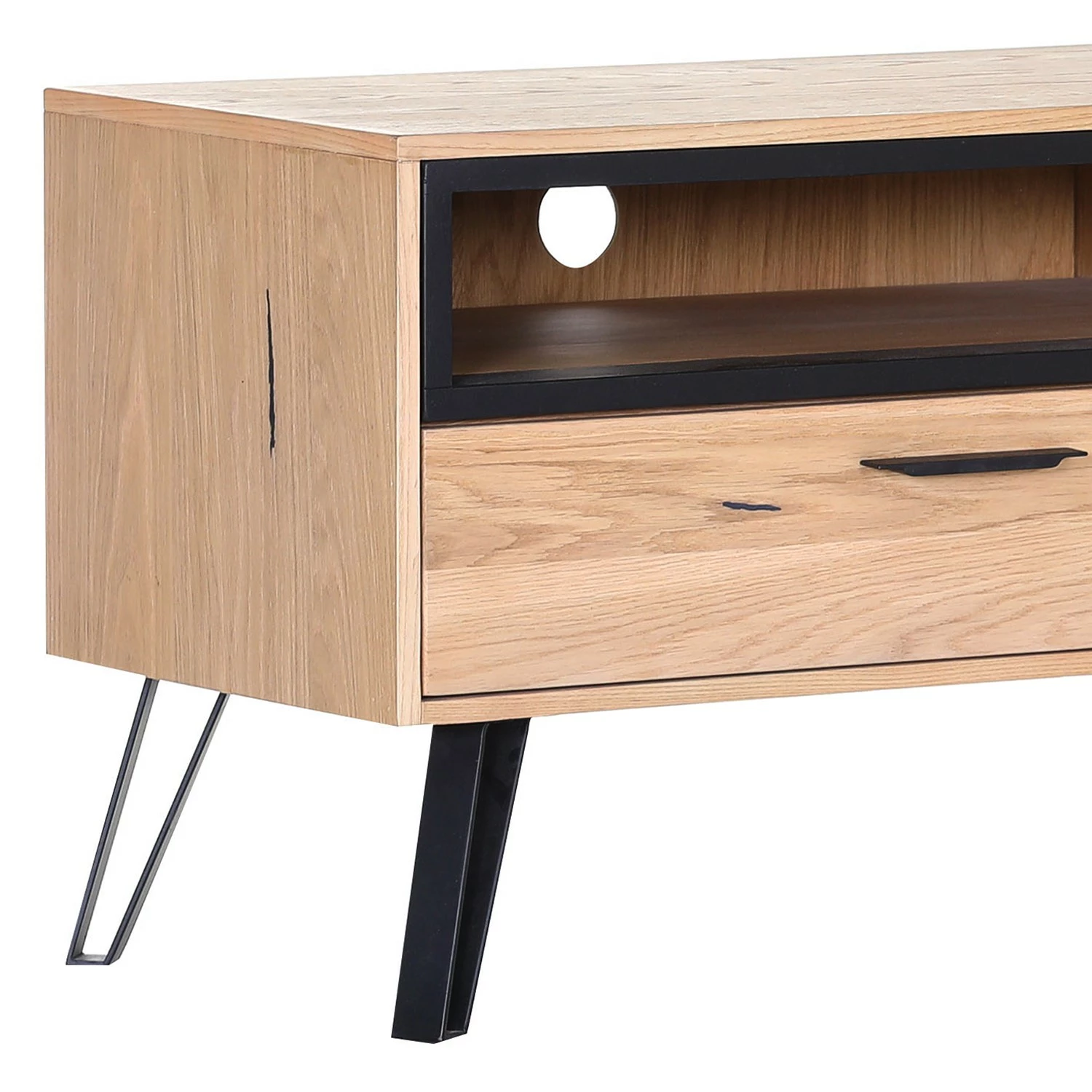 Red Living TV-Lowboard Relva - Eiche teilmassiv / Metall - Eiche / Schwarz 2 Red Living TV-Lowboard Relva - Eiche teilmassiv / Metall - Eiche / Schwarz – Bild 2