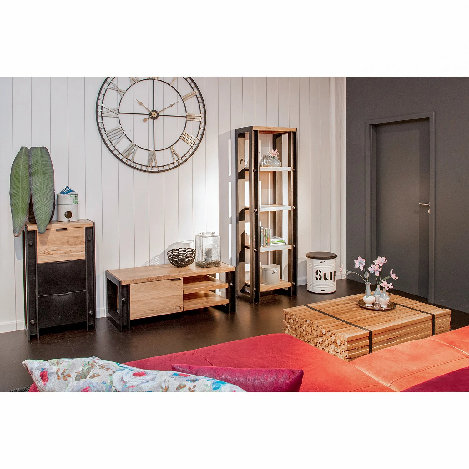 Red Living Kommode Galvan - Akazie massiv - Akazie / Schwarz 2 Red Living Kommode Galvan - Akazie massiv - Akazie / Schwarz – Bild 2