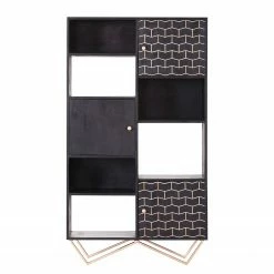 Jack & Alice Highboard Towe - Akazie massiv / Metall - Schwarz / Gold -Wohnzimmermöbel boutique en ligne 1000182218 190830 11040300060 DETAILS P000000001000182218