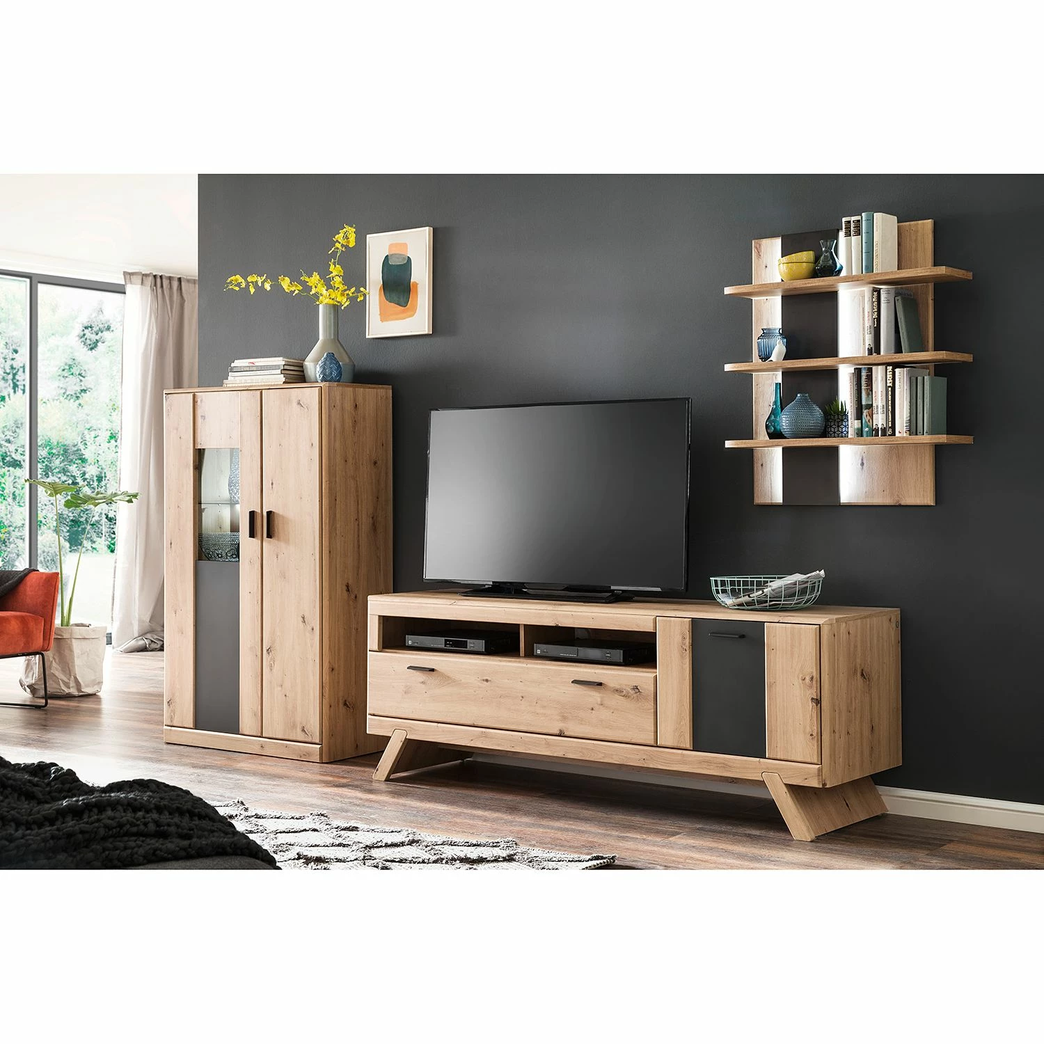 Naturoo TV-Lowboard Coulogne II - Balkeneiche Dekor / Anthrazit - Breite: 179 cm 5 Naturoo TV-Lowboard Coulogne II - Balkeneiche Dekor / Anthrazit - Breite: 179 cm – Bild 5