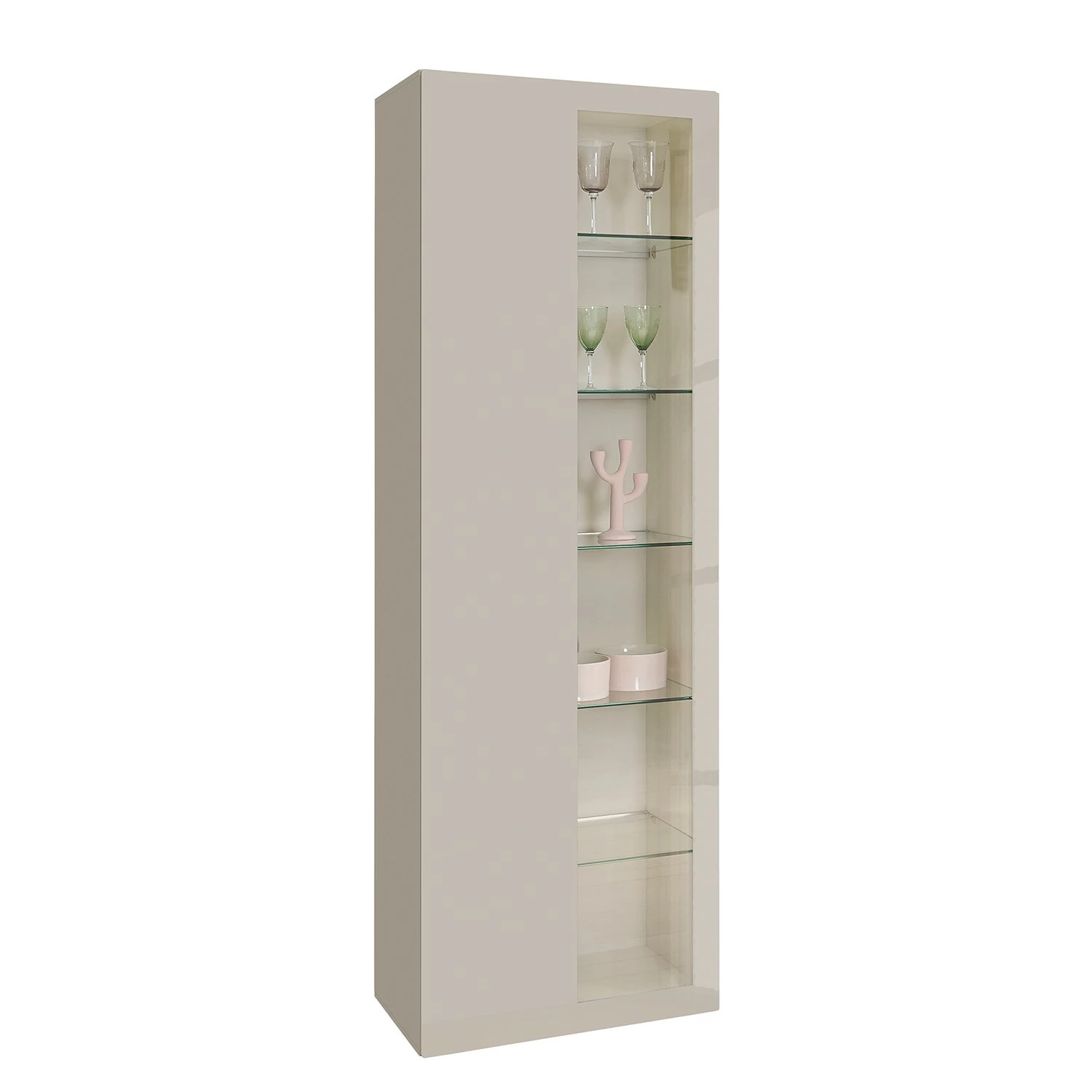 Now! by hülsta Standvitrine hülsta now vision - Hochglanz Saharagrau - Glastür rechts 1 Now! by hülsta Standvitrine hülsta now vision - Hochglanz Saharagrau - Glastür rechts