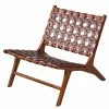 Ars manufacti Loungesessel Copan - Echtleder / Teakholz massiv - Cognacbraun / Teak