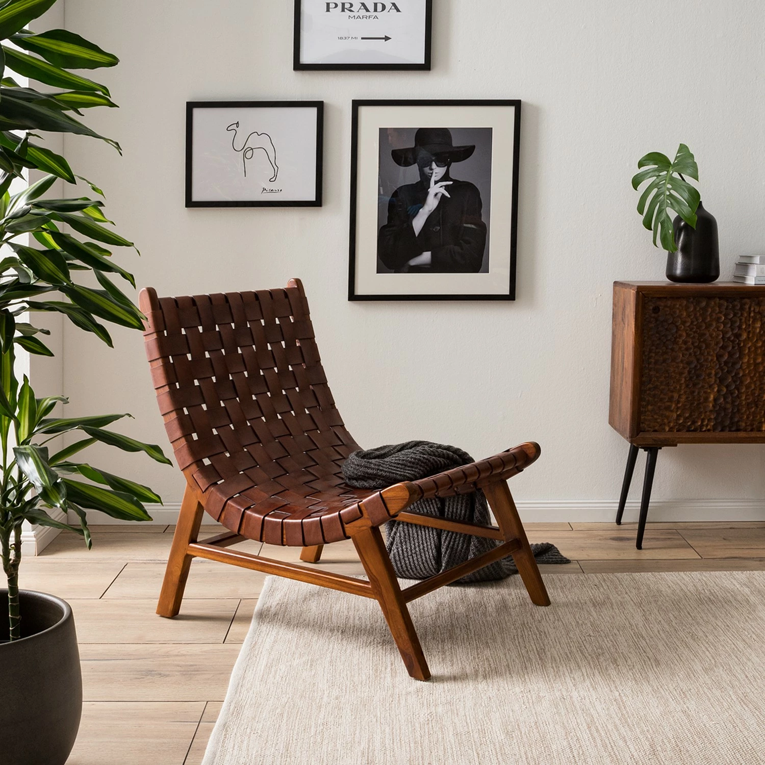 Ars manufacti Loungesessel Bourbourg I - Echtleder / Teakholz massiv - Cognacbraun / Teak 2 Ars manufacti Loungesessel Bourbourg I - Echtleder / Teakholz massiv - Cognacbraun / Teak – Bild 2