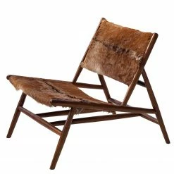 Ars manufacti Loungesessel Howden - Kuhfell / Teakholz massiv - Kuhmuster / Teak