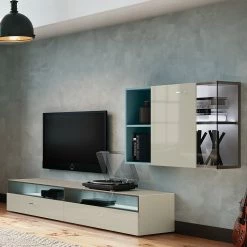 Now! by hülsta Wohnwand now no. 14 III (3-teilig) - Hochglanz Saharagrau