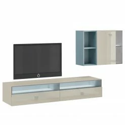 Now! by hülsta Wohnwand now no. 14 III (3-teilig) - Hochglanz Saharagrau -Wohnzimmermöbel boutique en ligne 1000184130 191014 14552000026 DETAILS P000000001000184130