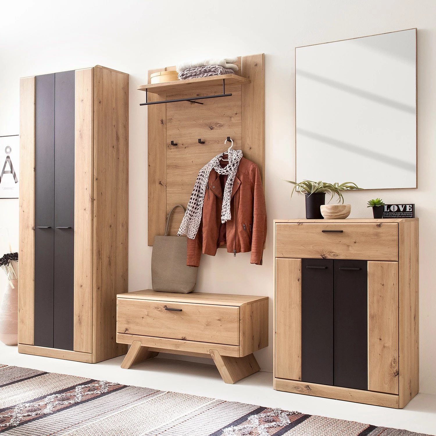 Naturoo Schuhkommode Coulogne - Balkeneiche Dekor / Grau 2 Naturoo Schuhkommode Coulogne - Balkeneiche Dekor / Grau – Bild 2