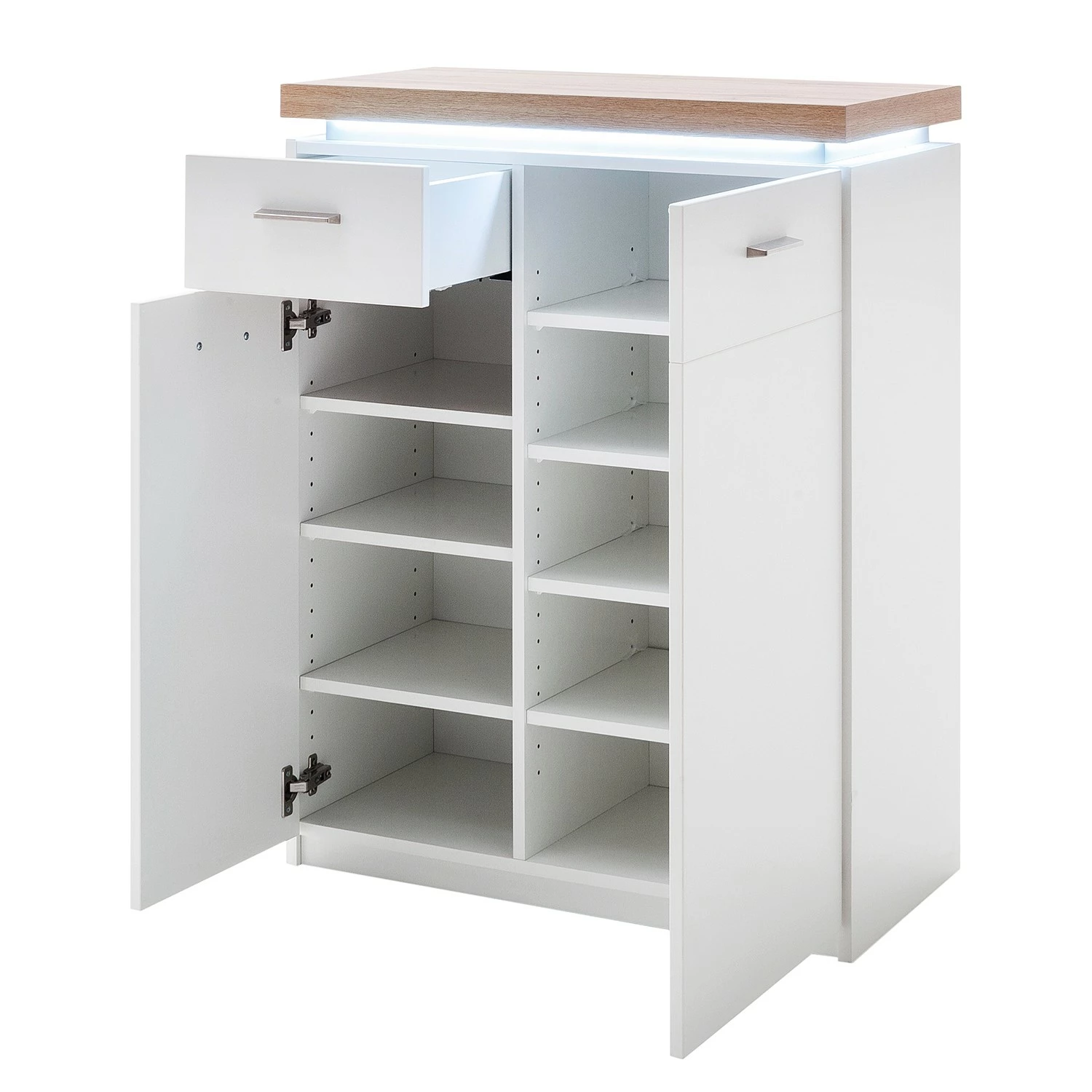 Loftscape Schuhkommode Mundai - Inkl. Beleuchtung - Weiß / Eiche Wotan Dekor 5 Loftscape Schuhkommode Mundai - Inkl. Beleuchtung - Weiß / Eiche Wotan Dekor – Bild 5