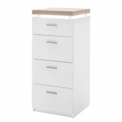 Loftscape Kommode Mundai I - Inkl. Beleuchtung - Weiß / Eiche Wotan Dekor