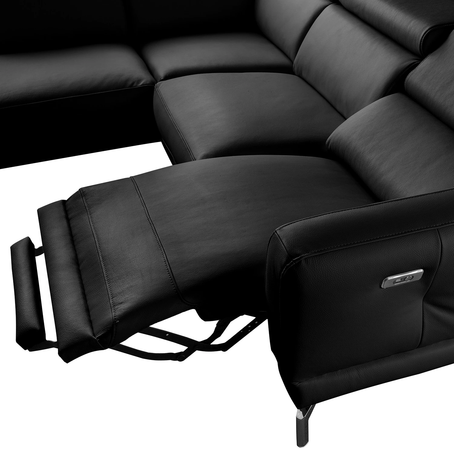 Loftscape Ecksofa Lebel - Echtleder - Schwarz - Ottomane davorstehend links - Relaxfunktion 8 Loftscape Ecksofa Lebel - Echtleder - Schwarz - Ottomane davorstehend links - Relaxfunktion – Bild 8