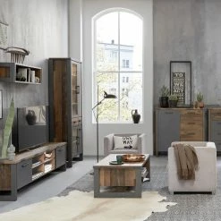 Trendteam Vitrinenschrank Prime - Altholz Pinie Dekor / Anthrazit -Wohnzimmermöbel boutique en ligne 1000185543 190905 12594500187 MOOD DETAILS P000000001000185543 mood