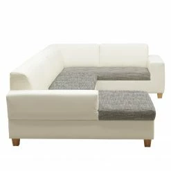 Ars Natura Wohnlandschaften Roblin II - Strukturstoff / Kunstleder - Grau / Weiß - Longchair davorstehend links - Schlaffunktion - Bettkasten -Wohnzimmermöbel boutique en ligne 1000186855 200723 19000600475 DETAILS P000000001000186855