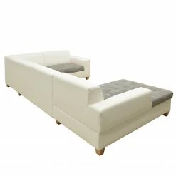 Ars Natura Wohnlandschaften Roblin II - Strukturstoff / Kunstleder - Grau / Weiß - Longchair davorstehend links - Schlaffunktion - Bettkasten -Wohnzimmermöbel boutique en ligne 1000186855 200723 19000800478 DETAILS P000000001000186855