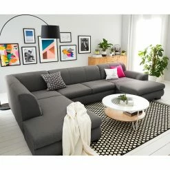 Loftscape Wohnlandschaft Lefroy I - Flachgewebe - Dunkelgrau - Longchair davorstehend rechts / Ottomane links - Schlaffunktion -Wohnzimmermöbel boutique en ligne 1000186911 210323 15293402617 MOOD DETAILS P000000001000186911 mood