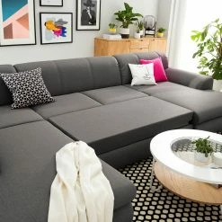 Loftscape Wohnlandschaft Lefroy I - Flachgewebe - Dunkelgrau - Longchair davorstehend rechts / Ottomane links - Schlaffunktion -Wohnzimmermöbel boutique en ligne 1000186911 210323 15293502618 MOOD DETAILS P000000001000186911 mood