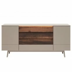 GWINNER Sideboard Misano - Saharagrau / Balkeneiche - Mit Beleuchtung