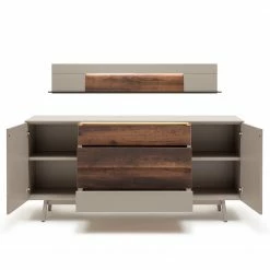 GWINNER Sideboard Misano II (2-teilig) - Inkl. Beleuchtung - Echtholzfurnier - Saharagrau / Balkeneiche -Wohnzimmermöbel boutique en ligne 1000188660 190926 16594200067 DETAILS P000000001000188660
