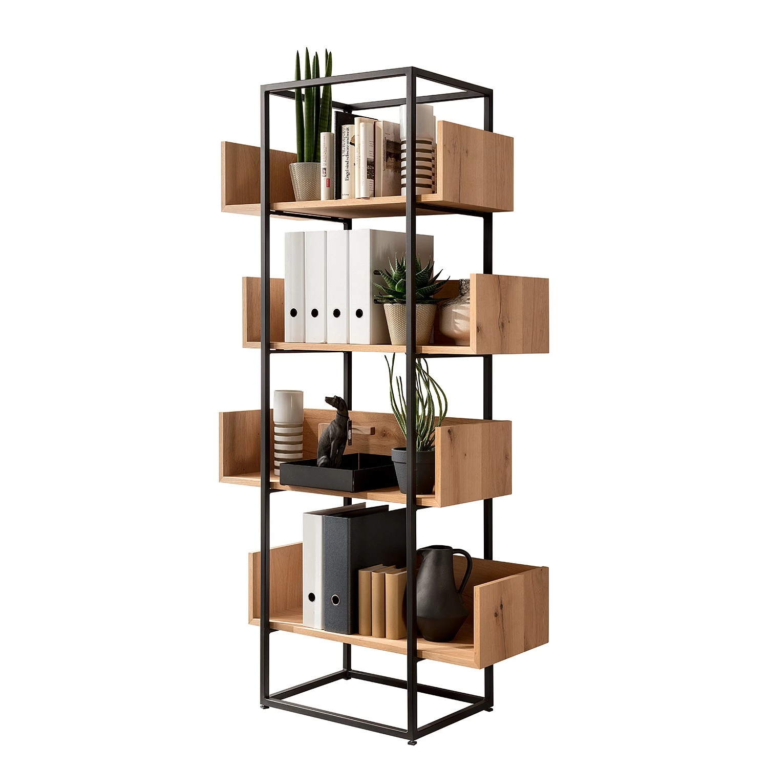 GWINNER Regal Style I - Echtholzfurnier / Metall - Eiche / Anthrazit 1 GWINNER Regal Style I - Echtholzfurnier / Metall - Eiche / Anthrazit