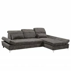 Fredriks Ecksofa Easton - Microfaser - Microfaser Ranu: Steingrau - Longchair davorstehend rechts