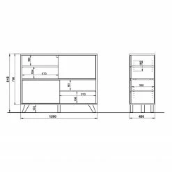 Germania Sideboard Svene - Weiß / Eiche Sonoma Dekor - Breite: 120 cm -Wohnzimmermöbel boutique en ligne 1000189542 191022 12045900151 SKETCH DETAILS P000000001000189542 sketch