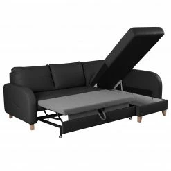 Loftscape Ecksofa Monserrat - Echtleder / Kunstleder - Schwarz - Longchair davorstehend rechts - Schlaffunktion -Wohnzimmermöbel boutique en ligne 1000189575 191016 15025600161 DETAILS P000000001000189575