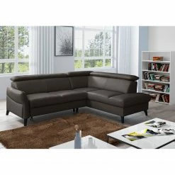 Loftscape Ecksofa Junin - Echtleder / Kunstleder - Dunkelbraun - Ottomane davorstehend rechts - Schlaffunktion - Bettkasten -Wohnzimmermöbel boutique en ligne 1000189625 191016 15040300545 MOOD DETAILS P000000001000189625 mood