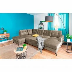 Mørteens Wohnlandschaft Sola II - Samt - Beige - Longchair davorstehend rechts / Ottomane links - Schlaffunktion - Bettkasten -Wohnzimmermöbel boutique en ligne 1000189767 191025 11325200388 MOOD DETAILS P000000001000189767 mood