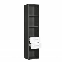 Furnitive Aktenregal Buzy - Hochglanz Weiß / Anthrazit -Wohnzimmermöbel boutique en ligne 1000191311 191031 16045300014 DETAILS P000000001000191311