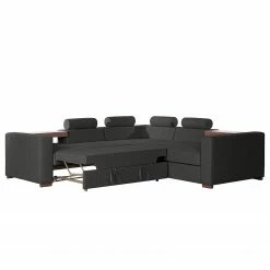 Loftscape Ecksofa Woodway I - Webstoff - Schwarz - Ottomane davorstehend rechts - Tablett -Wohnzimmermöbel boutique en ligne 1000192949 191204 13432201315 DETAILS P000000001000192949