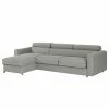 Loftscape Ecksofa Wissant I - Antiklederlook - Webstoff Confia: Hellgrau