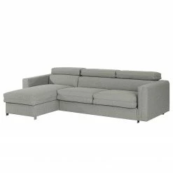 Loftscape Ecksofa Wissant I - Antiklederlook - Webstoff Confia: Hellgrau