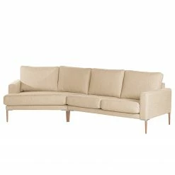 Norrwood Ecksofa Sauvo I - Samt - Webstoff Meara: Beige - Longchair davorstehend links