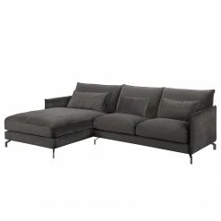 Fredriks Ecksofa Paimio - Samt - Grau - Longchair davorstehend links