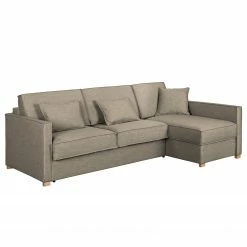 Fredriks Ecksofa Posio - Webstoff - Matt Sandgrau - Longchair davorstehend rechts