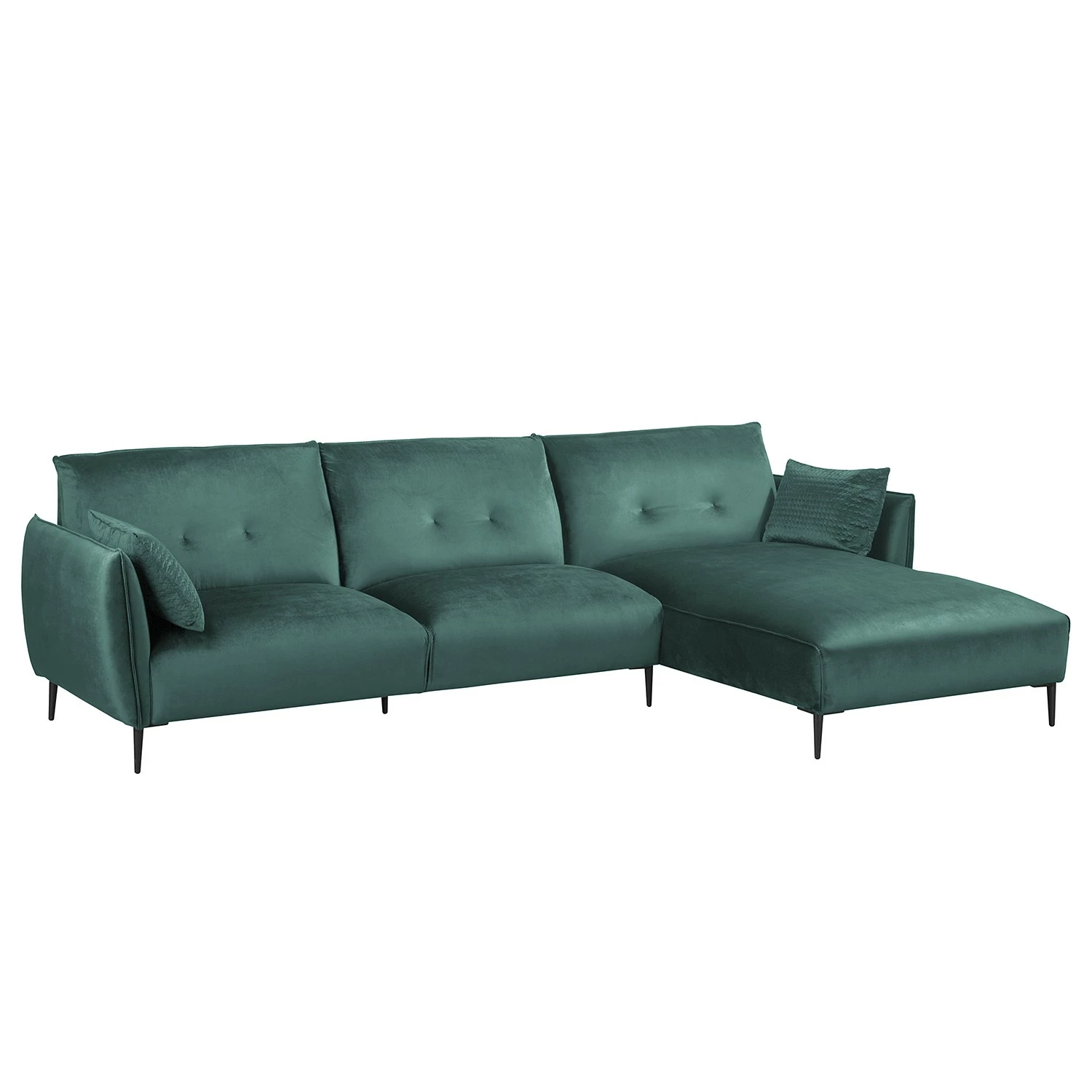 Jack & Alice Ecksofa Narpio - Samt - Petrol - Longchair davorstehend rechts 1 Jack & Alice Ecksofa Narpio - Samt - Petrol - Longchair davorstehend rechts
