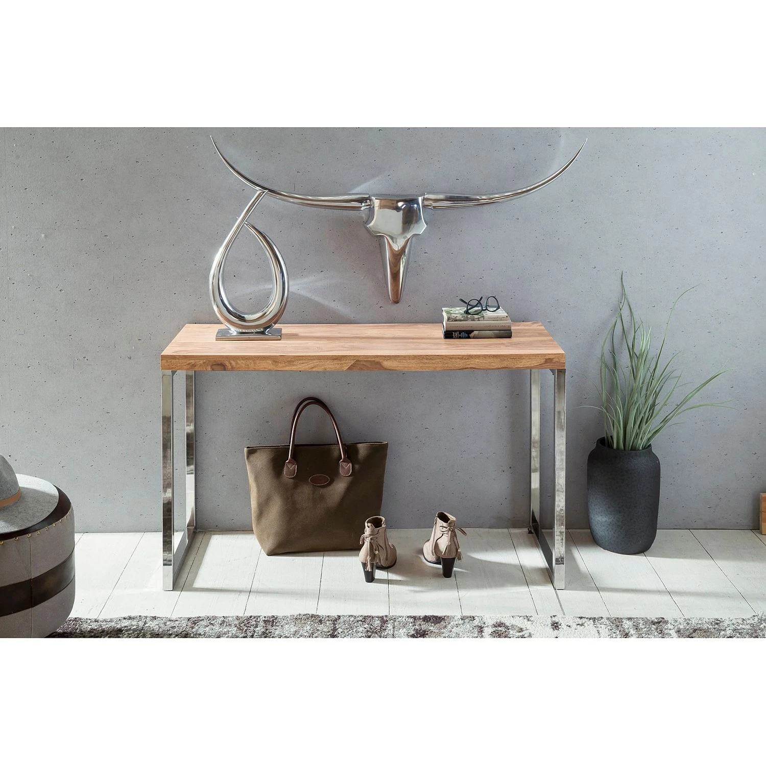 Naturoo Konsolentisch Tolono - Akazie massiv / Edelstahl - Akazie / Chrom 3 Naturoo Konsolentisch Tolono - Akazie massiv / Edelstahl - Akazie / Chrom – Bild 3