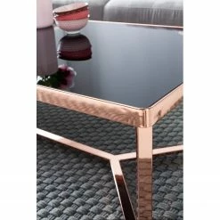 Jack & Alice Couchtisch Southlake - Glas / Metall - Schwarz / Kupfer -Wohnzimmermöbel boutique en ligne 1000194265 200108 10054800390 DETAILS P000000001000194265