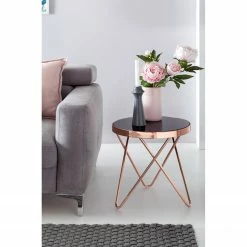 Jack & Alice Beistelltisch Morgan - Glas / Metall - Schwarz / Kupfer -Wohnzimmermöbel boutique en ligne 1000194267 200108 10054900402 MOOD DETAILS P000000001000194267 mood