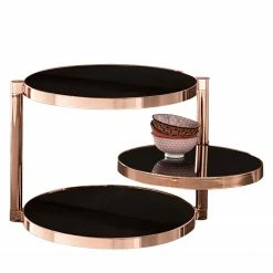 Jack & Alice Beistelltisch Cotopaxi - Glas / Metall - Schwarz / Kupfer