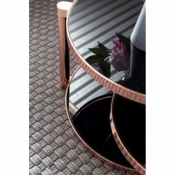 Jack & Alice Beistelltisch Cotopaxi - Glas / Metall - Schwarz / Kupfer -Wohnzimmermöbel boutique en ligne 1000194268 200108 10055000406 DETAILS P000000001000194268